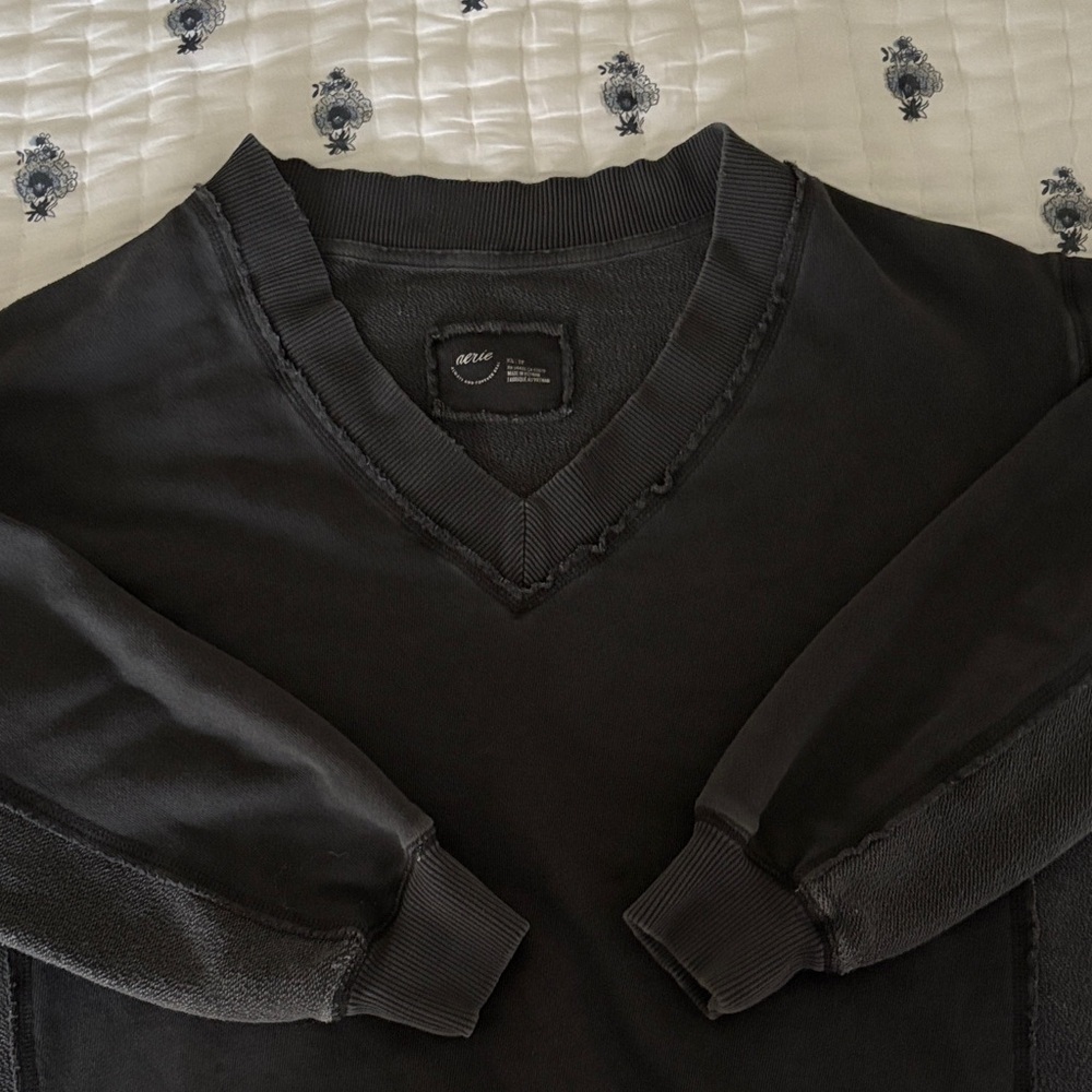Aerie Charcoal off the shoulder sweater